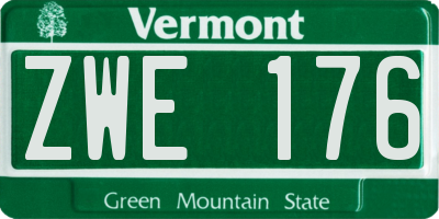 VT license plate ZWE176