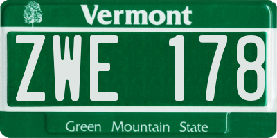 VT license plate ZWE178