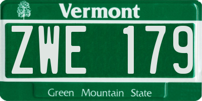 VT license plate ZWE179