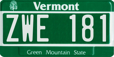 VT license plate ZWE181