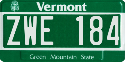 VT license plate ZWE184