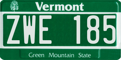 VT license plate ZWE185