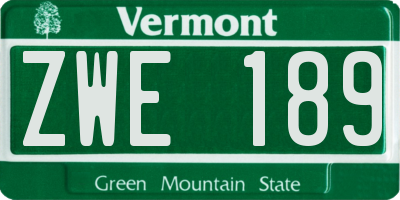 VT license plate ZWE189