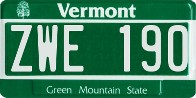 VT license plate ZWE190
