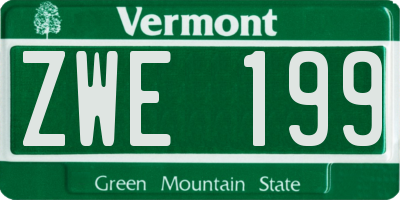 VT license plate ZWE199