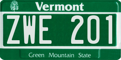 VT license plate ZWE201