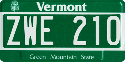 VT license plate ZWE210