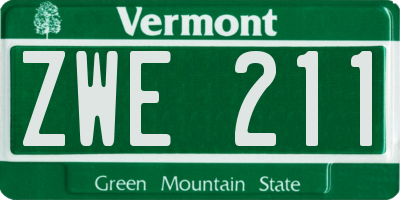 VT license plate ZWE211