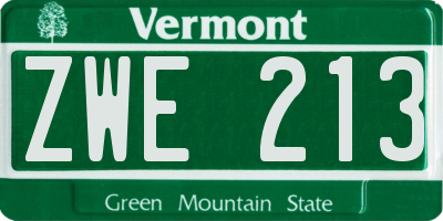 VT license plate ZWE213
