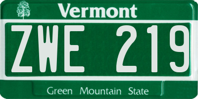 VT license plate ZWE219