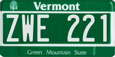 VT license plate ZWE221