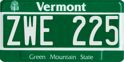 VT license plate ZWE225