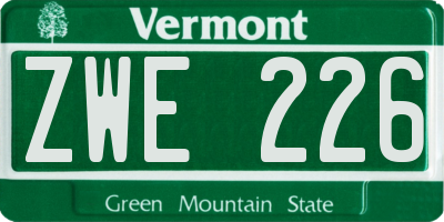 VT license plate ZWE226