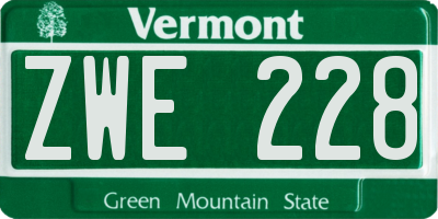 VT license plate ZWE228
