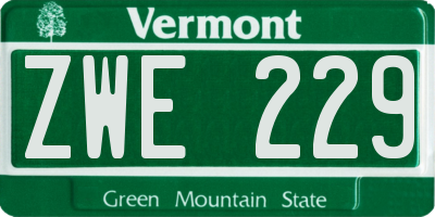 VT license plate ZWE229