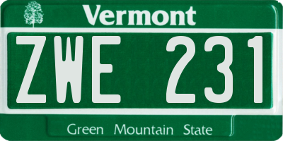 VT license plate ZWE231
