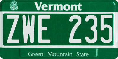 VT license plate ZWE235