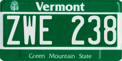 VT license plate ZWE238
