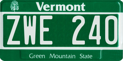 VT license plate ZWE240