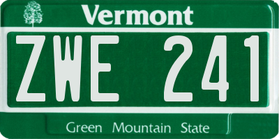 VT license plate ZWE241