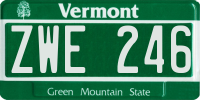 VT license plate ZWE246