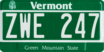 VT license plate ZWE247