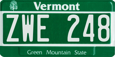 VT license plate ZWE248