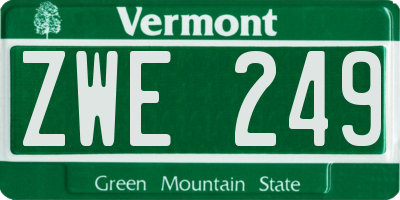 VT license plate ZWE249