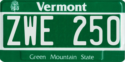 VT license plate ZWE250