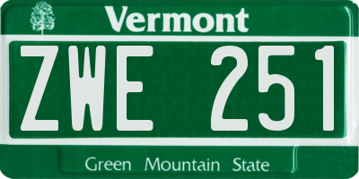 VT license plate ZWE251