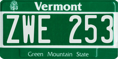 VT license plate ZWE253