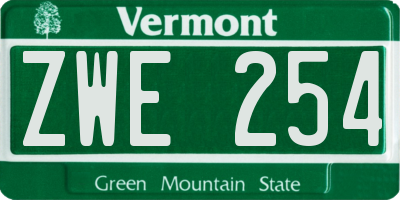 VT license plate ZWE254