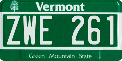 VT license plate ZWE261