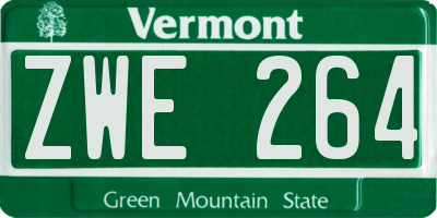 VT license plate ZWE264
