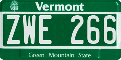 VT license plate ZWE266