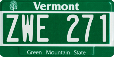 VT license plate ZWE271