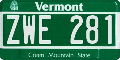 VT license plate ZWE281