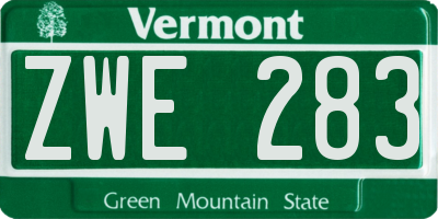 VT license plate ZWE283