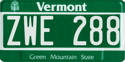 VT license plate ZWE288