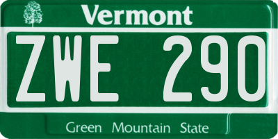 VT license plate ZWE290