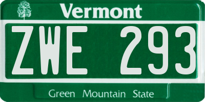 VT license plate ZWE293