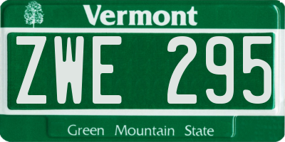 VT license plate ZWE295