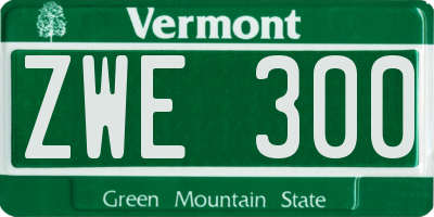 VT license plate ZWE300