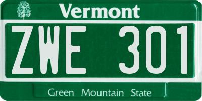 VT license plate ZWE301