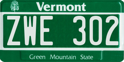 VT license plate ZWE302