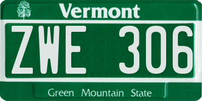 VT license plate ZWE306