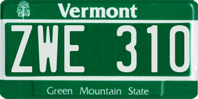 VT license plate ZWE310