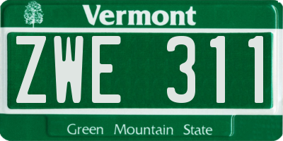 VT license plate ZWE311