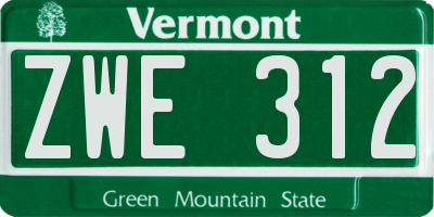 VT license plate ZWE312