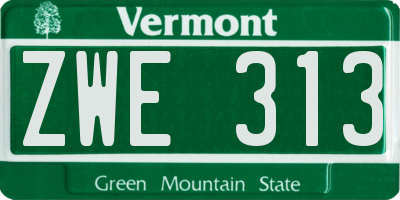 VT license plate ZWE313